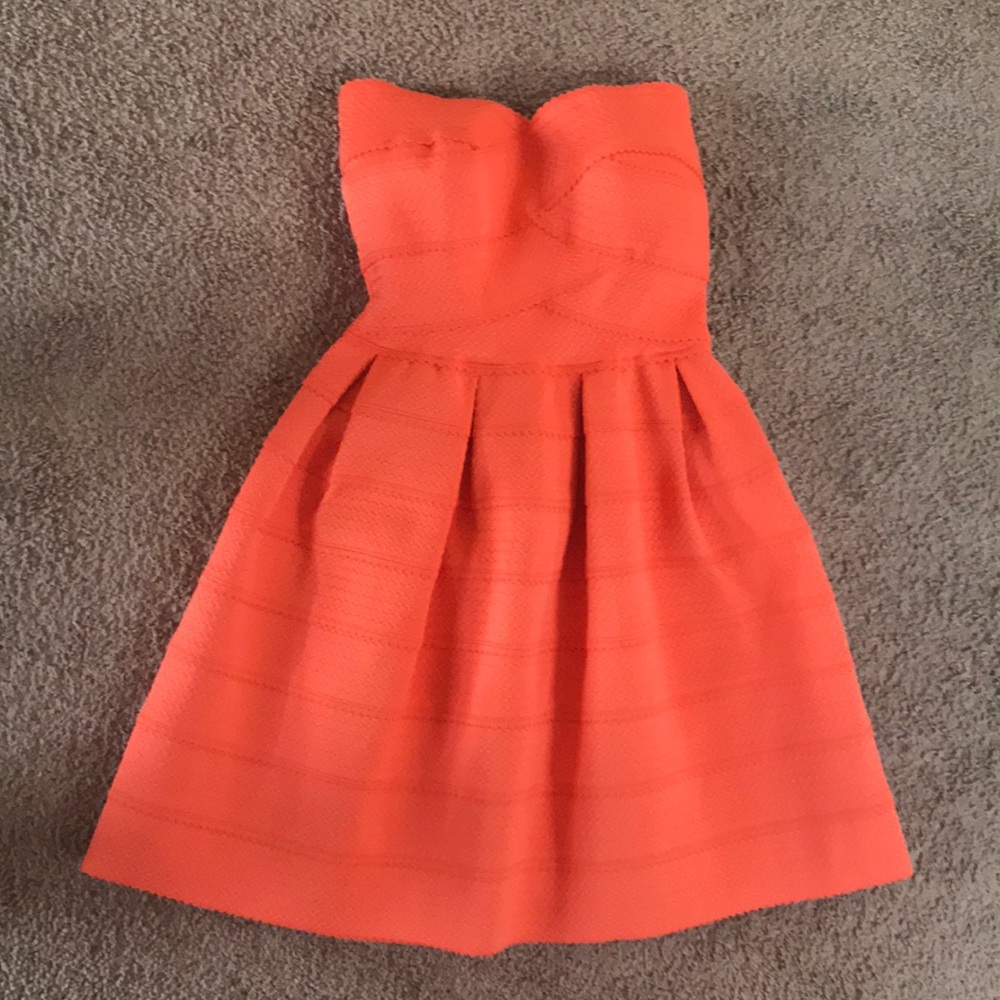 Coral strapless dress